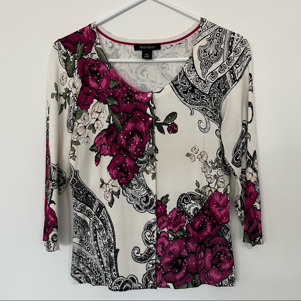 White House Black Market floral cardigan